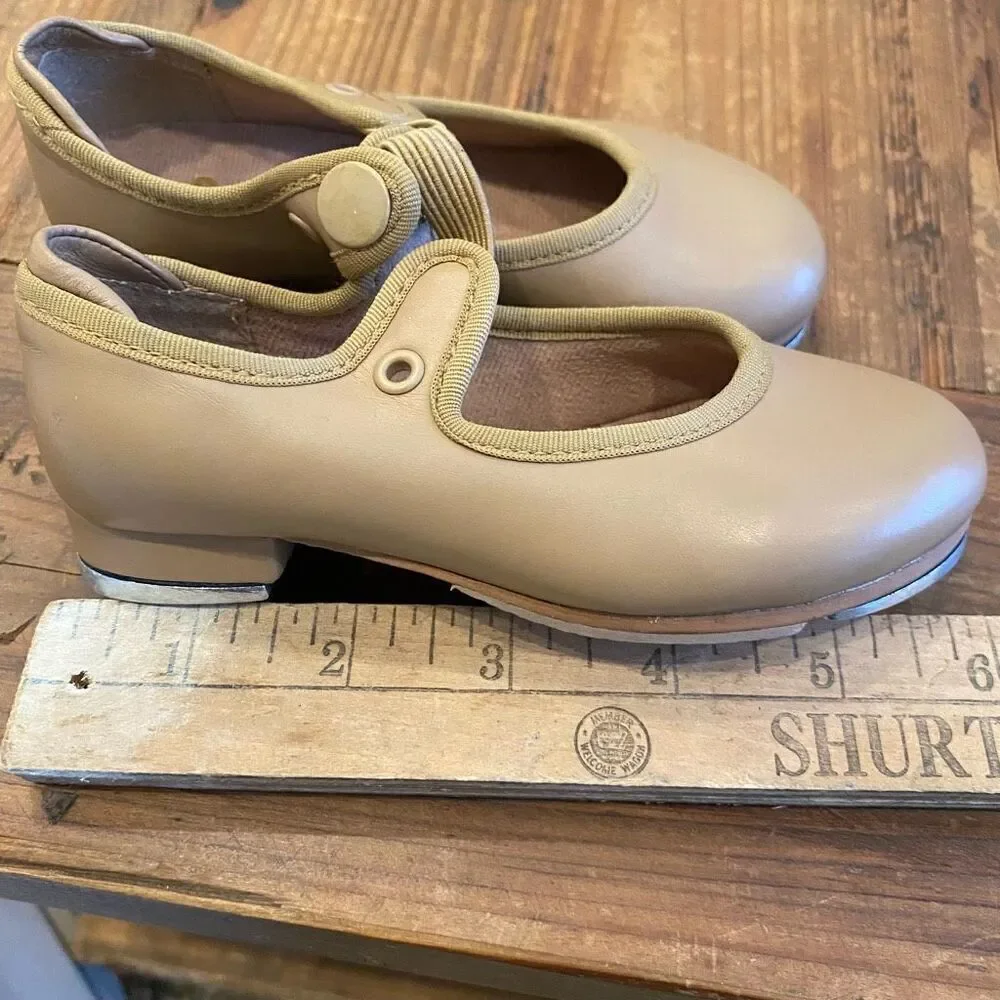 Bloch Tap Shoes Tan Elastic Snap Toddler Dance Size 6.5 M